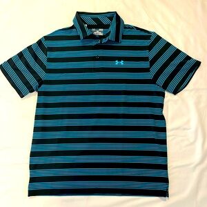 Under Armour HeatGear Performance Polo (Aqua Blue/Black) Large - Loose NWOT